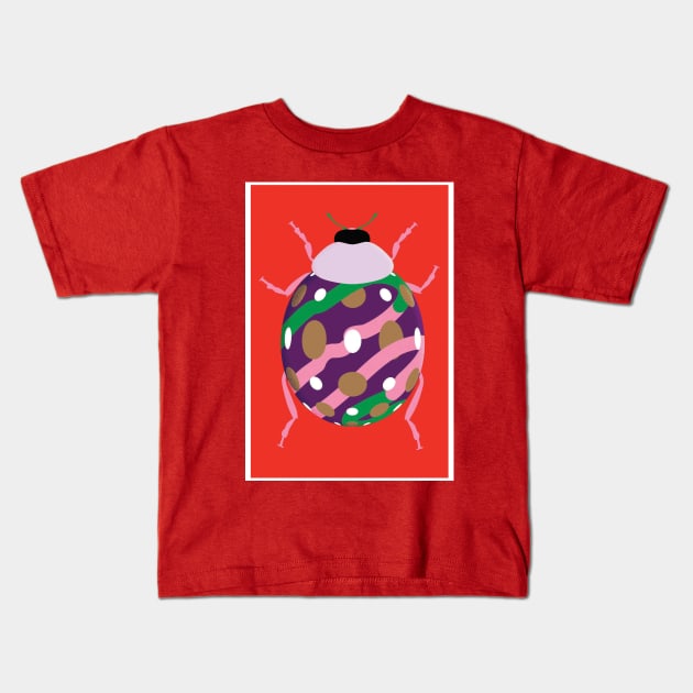 Lady Bug Art Illustration Kids T-Shirt by Honeynandal